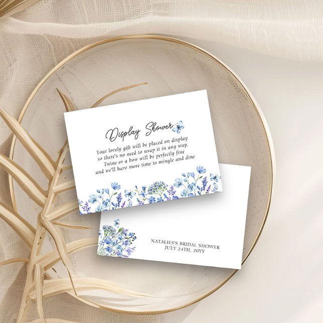 Blue Wildflowers Delicate Floral Display Shower Enclosure Card (Display Shower enclosure cards requsting no gift wrap - Blue Wildflower Bridal Shower Collection
)