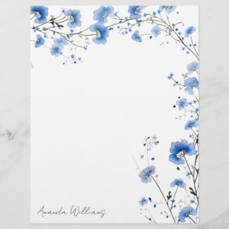 Blue Wildflowers Floral Letterhead