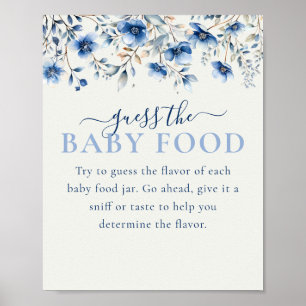 Blue Wildflowers Guess Baby Food Baby Shower Game Poster