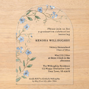Blue Wildflowers Homeschool Graduation Arch  Acrylic Invitations