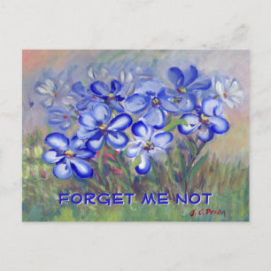 Blue Wildflowers in a Field Fine Art Painting Postcard