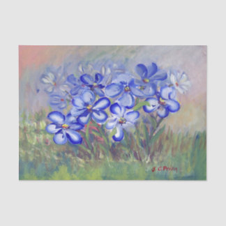 Blue Wildflowers in a Field Fine Art Painting Tissue Paper