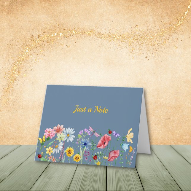 Blue Wildflowers in the Field Note Cards (Personalize to add name or initials. Customize to change text, color, or style.)
