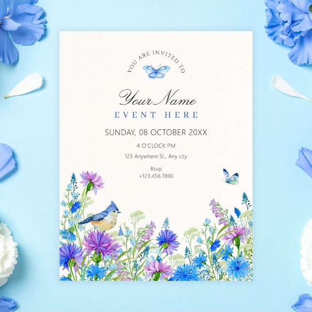 Blue wildflowers  invitation (Creator Uploaded)