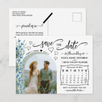 Blue Wildflowers Photo & Calendar Save the Date