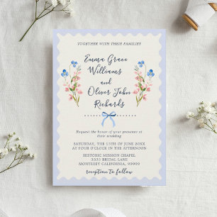 Blue Wildflowers Romantic Garden Wedding Invitation