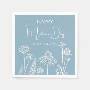 Blue Wildflowers Sketched Happy Mother’s Day  Napkin