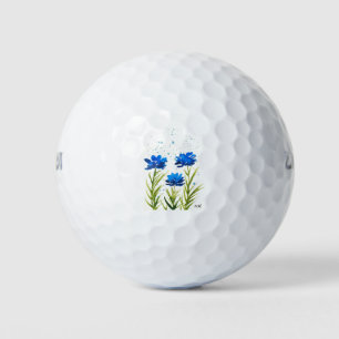 Blue wildflowers watercolor girly chic golf balls
