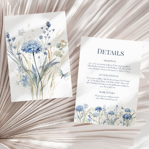 Blue Wildflowers Wedding Details Enclosure Card