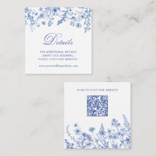 Blue Wildflowers Wedding Details Website QR Code Enclosure Card