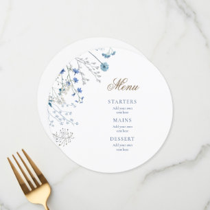 Blue wildflowers wedding Menu