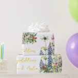Blue Wildflowers Wedding/Shower Congratulations  Wrapping Paper<br><div class="desc">Gorgeous purple,  yellow and blue wildflowers also personalised with bride and groom's names.
Designed for bridal shower or wedding,  anniversary and the like.</div>