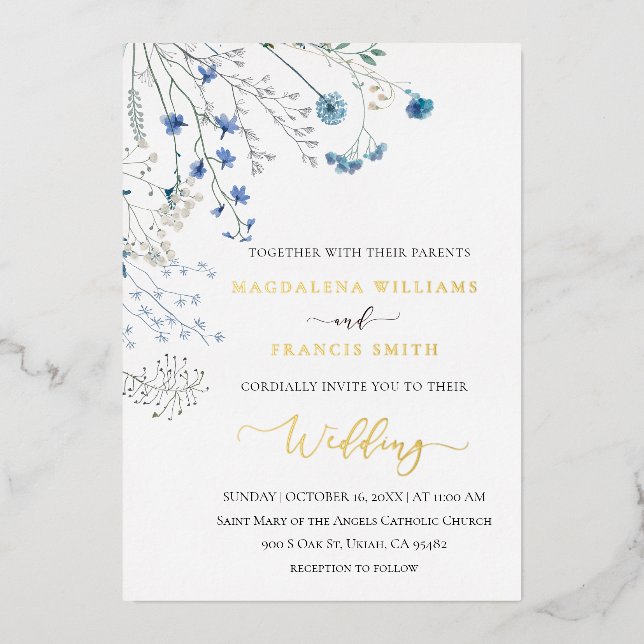 blue wildflowers winter wedding (Front)