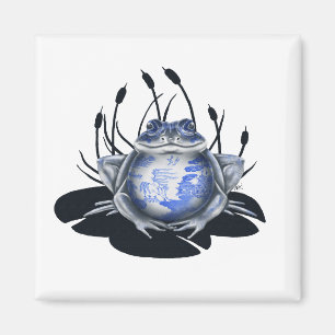 Blue Willow Bull Frog Magnet