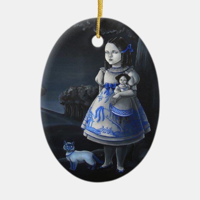Blue Willow Ceramic Tree Decoration (Front)