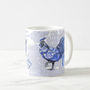 Blue Willow Chickens Hen Rooster Chicks Mug