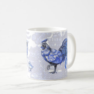 Blue Willow Chickens Hen Rooster Chicks Mug