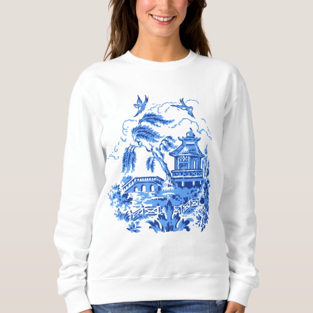 Blue Willow China Design Sweatshirt Top (Front)
