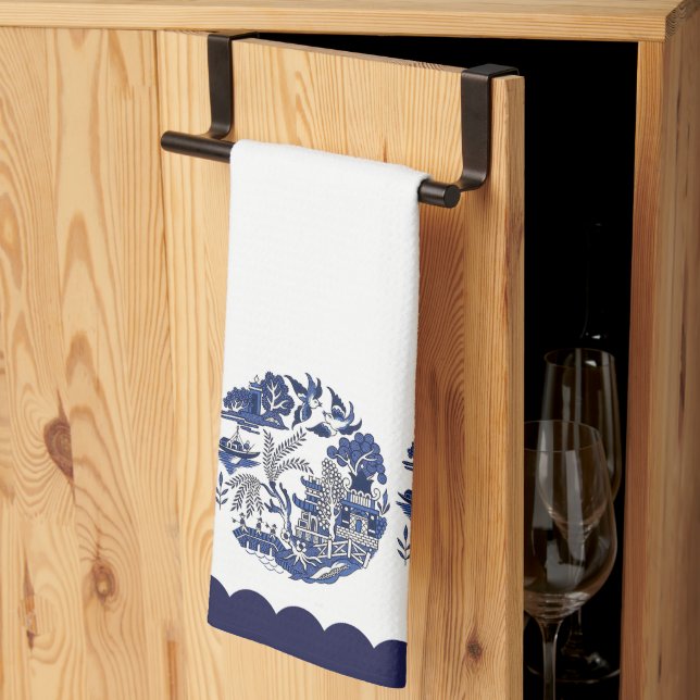 Blue Willow China Design Tea Towel (Thirds Fold)