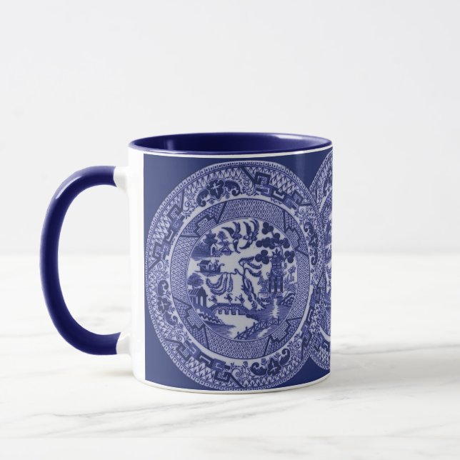 Blue Willow China Plates on Cobalt Mug (Left)