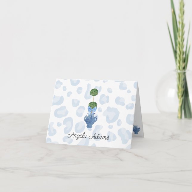 Blue Willow Chinoiserie Leopard Ginger Jars  Thank You Card (Front)