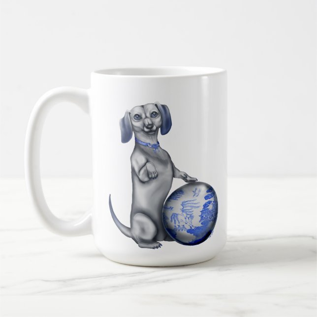 Blue Willow Dachshund Mug (Left)