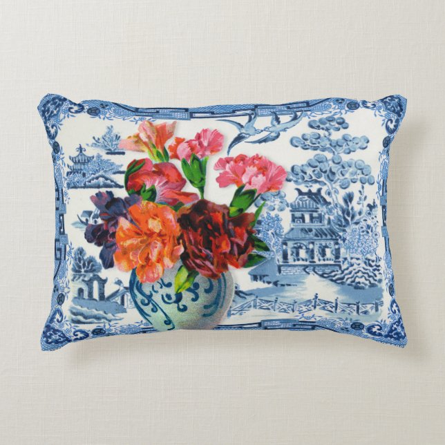 Blue Willow Greetings Pillow (Front)
