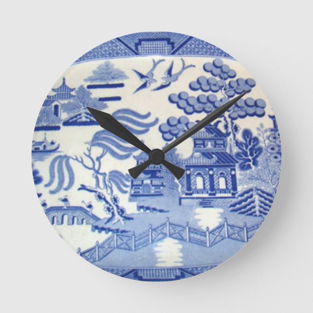 Blue Willow Kitchen Clock (Front)