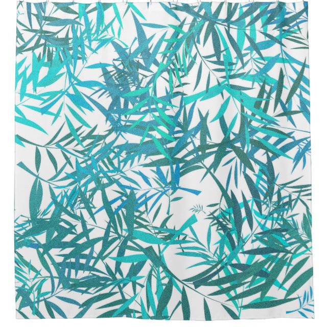 Blue Willow Leaves Shower Curtain (Front)