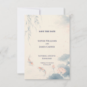 Blue Willow Lotus Wedding Save the Date