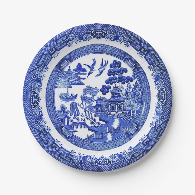 Blue Willow Pattern Paper Plate (Front)