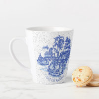 Blue Willow Rabbit Island Whimsical Crackle Look L
