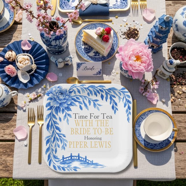 Blue willow Rose bridge Tea Time Paper Plate (Blue willow Rose bridge Tea Time Paper Plates)