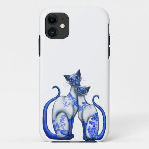 Blue Willow Siamese Cats iPhone 11 Case