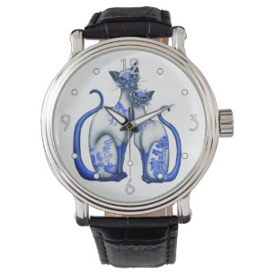 'Blue Willow Siamese Cats' Watch