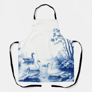 Blue Willow Swans Lake Scene Apron