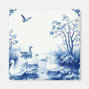 Blue Willow Swans Lake Scene Magnet