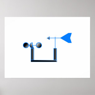 Blue Wind Speed and Weather Vane Poster