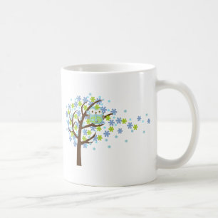 Blue Windy Tree Owl Coffee Mug