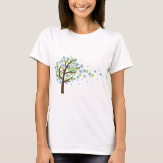 Blue Windy Tree Owl T-Shirt