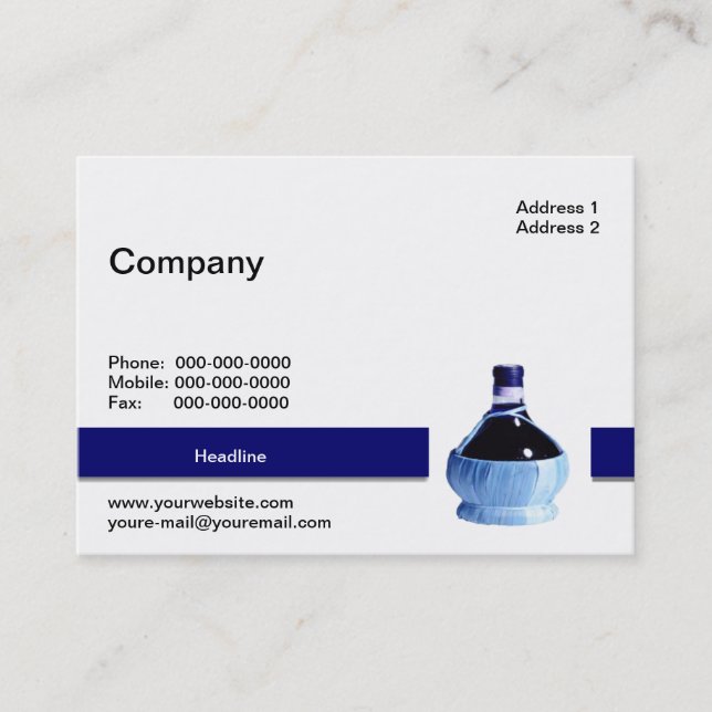 Blue Wine Bottle Business Card (Front)