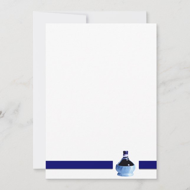 Blue Wine Bottle Invitation (Front)