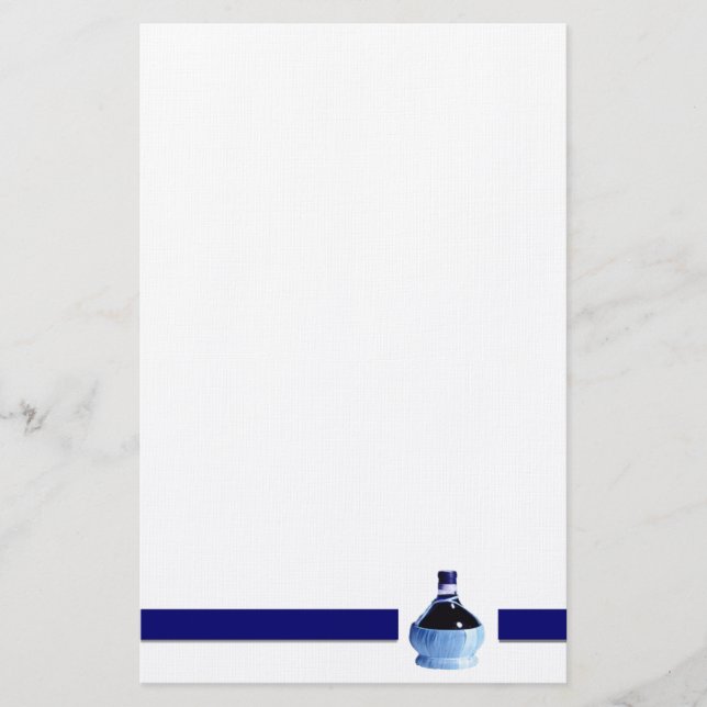 Blue Wine Bottle Stationery (Front)