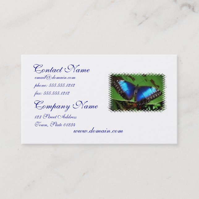 Blue Wing Butterfly Business Cards (Front)