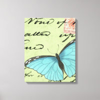 Blue-Winged Butterfly on Teal Postcard