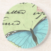 Blue-Winged Butterfly on Teal Postcard