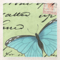 Blue-Winged Butterfly on Teal Postcard