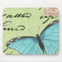 Blue-Winged Butterfly on Teal Postcard