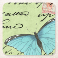 Blue-Winged Butterfly on Teal Postcard
