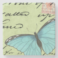 Blue-Winged Butterfly on Teal Postcard